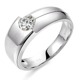 Bague homme duo d'or blanc serti d'un diamant de 0.50ct | Gemperles