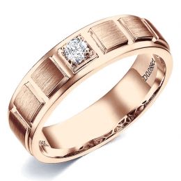 Bague en or rose pour Homme. Finition polie et brossée. Diam