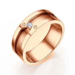Bague homme moderne et virile - Or rose brossé 18cts - Diama