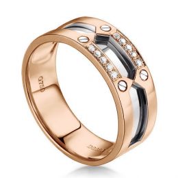Bague homme histoire d'or contemporaine. Or rose & blanc, Diamant