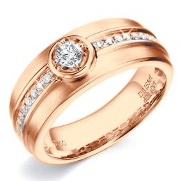 Bague Chevalière or Homme or rose 750/1000. Diamant serti cl