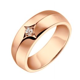 Chevalière - Bague chevalière homme en or rose - 1 diamant c