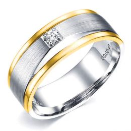 Bague Homme. Or blanc & jaune 18cts, Diamants 0.045ct | Rich