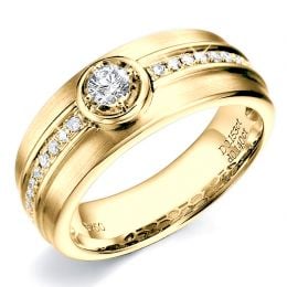 Bague Homme Chevalière or jaune 750/1000, Diamant Serti