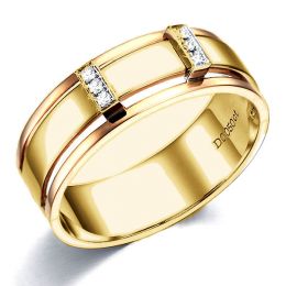 Bague 2 ors Homme - Or jaune et rose 18cts - 6 Diamants