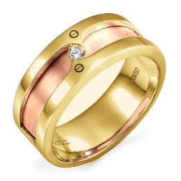 Bague ors Homme - Anneau 2 Or jaune et rose 18cts avec diama