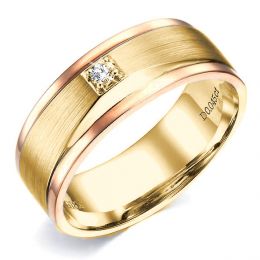 Bague Homme. Or jaune & rose 18cts, Diamants 0.045ct | Richa