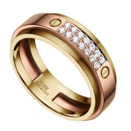 Bague pour homme métal or jaune et rose, brossé et poli - Di