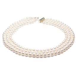 Collier 3 rangs - Collier triple fil perles blanches - 7/7.5