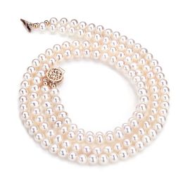 Collier double rang perles culture. Perle eau douce blanche 