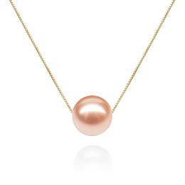 Collier Douceur perlée. Perle rose 10/10.5 mm, Chaîne or jau