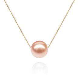 Collier pendentif perle rose - Chaine or jaune