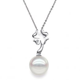 Pendentif perle Akoya du Japon - Perle AAA, or blanc, diamants