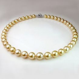 Collier perles d'Australie - 10.5/12mm - AAA or blanc