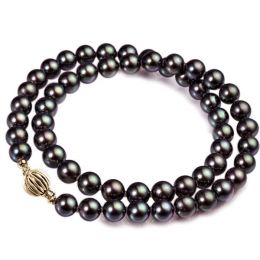 Collier perles Akoya noires - Perle japonaise noire - 6/6.5m