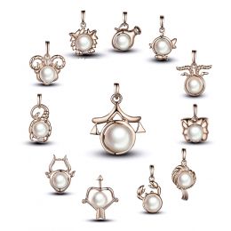 Pendentif Zodiaque. Perle Akoya, Or rose 18cts