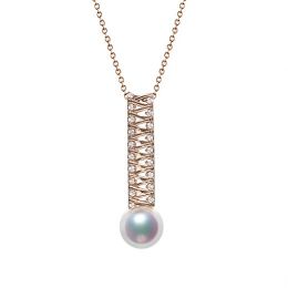 Pendentif perle du Japon. Or rose, diamant - Hatsune Miku