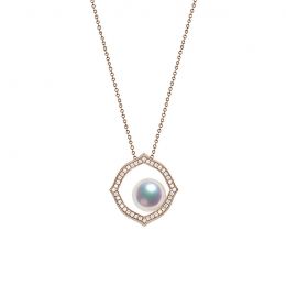 Pendentif or rose perle culture Akoya, Diamant - Coco Chanel