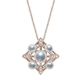 Pendentif Voyage stellaire I Perles Akoya Or rose Diamants
