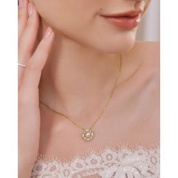 Pendentif Géométria Préciosa - Perle Akoya, Or Jaune, Diaman