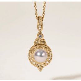 Pendentif Perle Akoya Style Art Déco 18cts or jaune