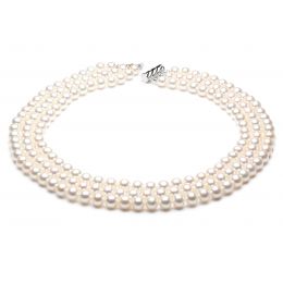 Collier 3 rangs - Collier triple fil perles blanches - 7/7.5