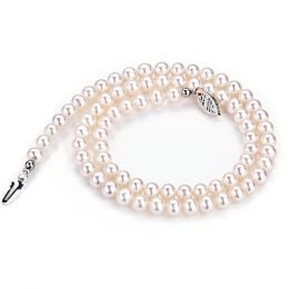 Collier perles de culture blanches Mariage 5/5.5mm, AA+ or b
