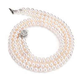 Collier double rang perles culture. Perle eau douce blanche 