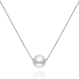 Collier pendentif perle blanche 8.5/9mm - Chaine or blanc