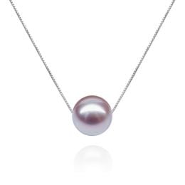 Collier Douceur perlée. Perle lavande 10/10.5 mm, Chaîne or 