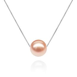 Collier pendentif perle rose - Chaine or blanc