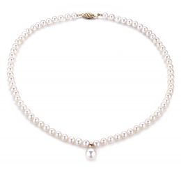 Collier Pendentif Opéra I Perles blanches Mariage or jaune
