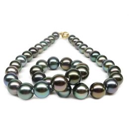 Collier en perles multicolores de Tahiti - 9/11mm, AAA or ja