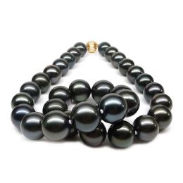 Collier en perles noires de Tahiti - 12/14mm, AAB or jaune
