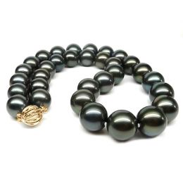 Collier en perles noires de Tahiti - 12/14.5mm, AAB or jaune