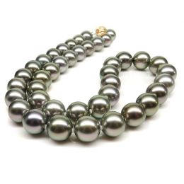Collier en perles de culture bronzes de Tahiti or jaune