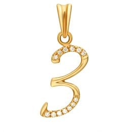 Pendentif chiffre 3 - Or jaune 18cts - Diamants 0.065ct