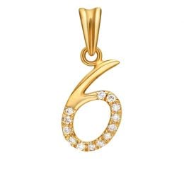 Pendentif chiffre 6 - Or jaune 18cts et diamants 0.065ct