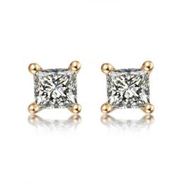 Puces diamants taille princesse 0.20ct. Or jaune. Personnalisable