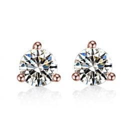 Puces diamants 0.10ct. Or rose. Carat personnalisable