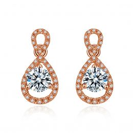Boucles d'oreilles - Boucle diamant or rose 18cts