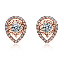 Boucles Oreilles Or rose diamants 0.32ct. Forme goutte
