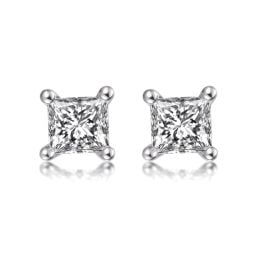 Puces diamants taille princesse 0.20ct. Or blanc. Personnalisable