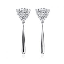 Boucles d'oreilles diamants Or blanc pendantes forme goutte