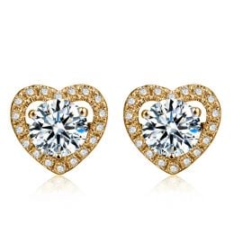 Boucles Oreilles diamants 0.60ct. Or jaune. Coeur