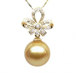 Pendentif noeud classique - Or jaune - Perle d'Australie dor