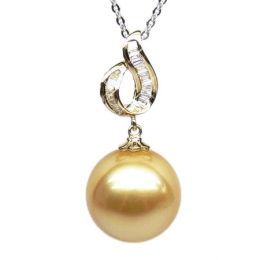 Pendentif contemporain - Perle d'Australie dorée - Or jaune,