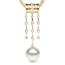 Pendentif joaillerie ethnique - Perle d'Australie - Or jaune, diamants