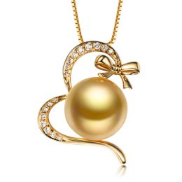 Pendentif noeud gansé - Or jaune, perle d'Australie dorée. D