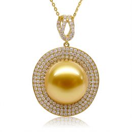 Pendentif haute joaillerie. Or jaune, perle dorée d'Australi